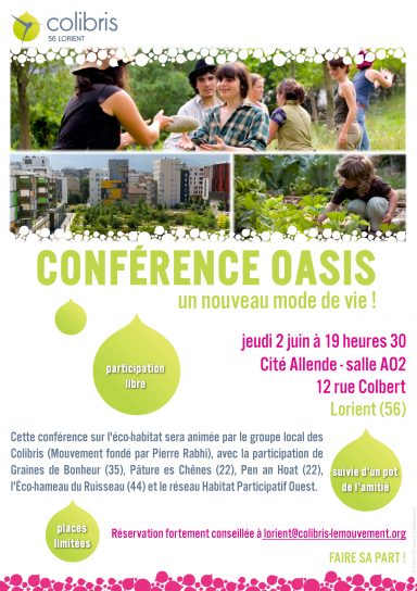 Affiche Conférence Oasis Lorient 2016