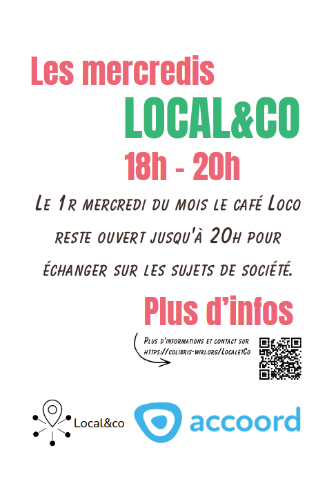 Affiche sur les rendez vous local et co les premier mercredi de chaque moi et 18h à 20h