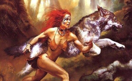 Femme qui court avec un loup